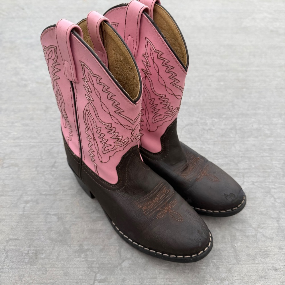 Smoky Mountain Boots Kids Pink Brown Western Cowboy Boots 1574C Size 3D